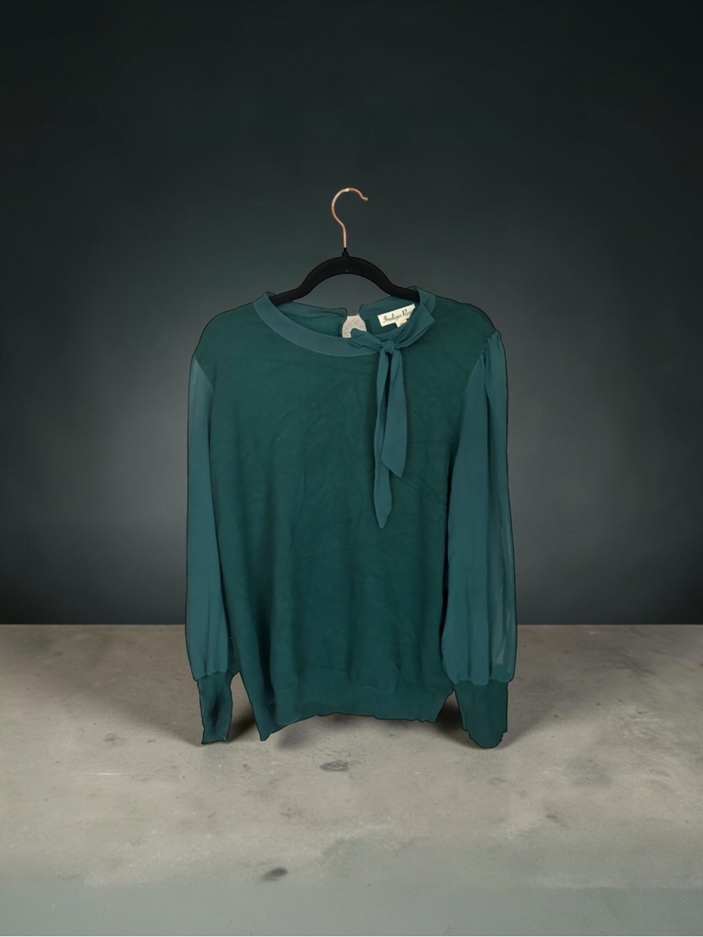 Elegant Teal Blouse with Bow Detail